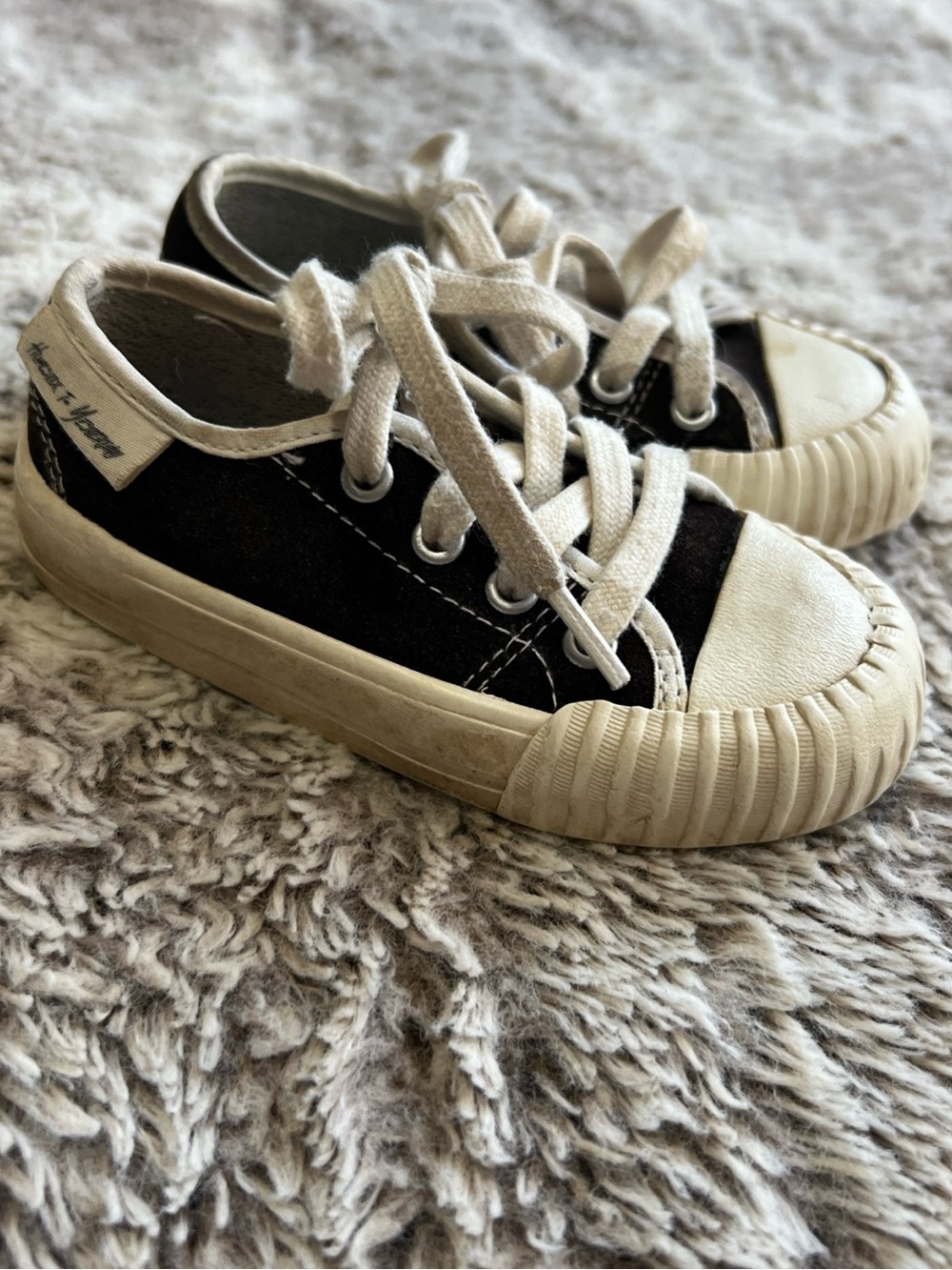 Zara Black and White Kids Low-Top Canvas Sneakers